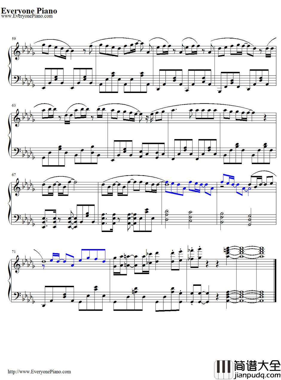 今日までのメロディー钢琴谱_AKB48(大岛优子)_完整版_AKB48