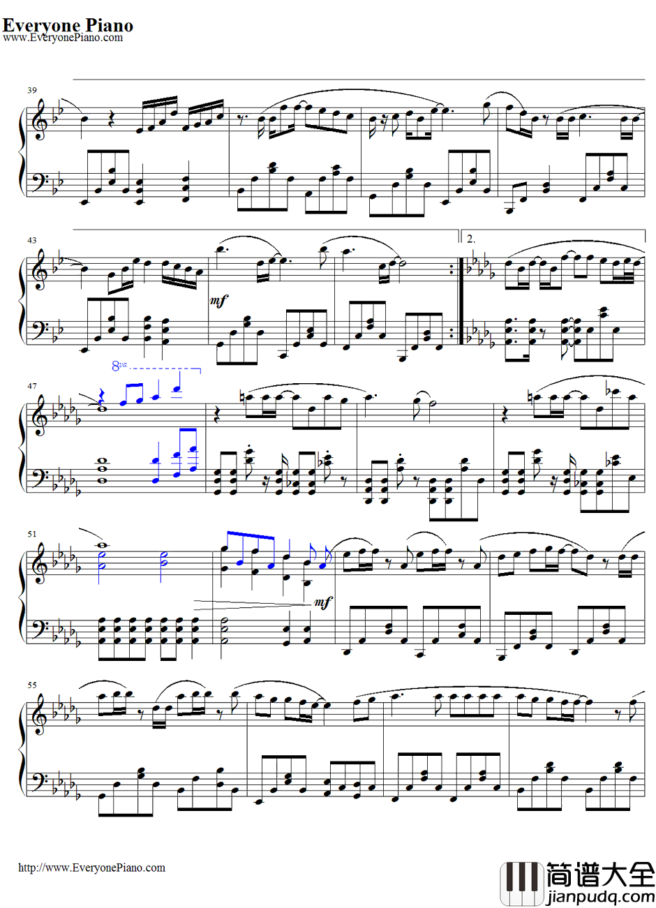 今日までのメロディー钢琴谱_AKB48(大岛优子)_完整版_AKB48