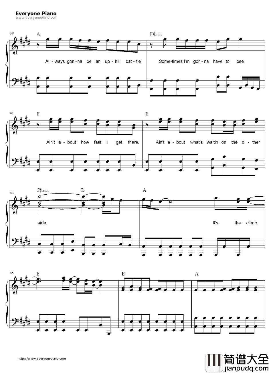 The_Climb钢琴谱_MileyCyrus_汉娜·蒙塔娜OST