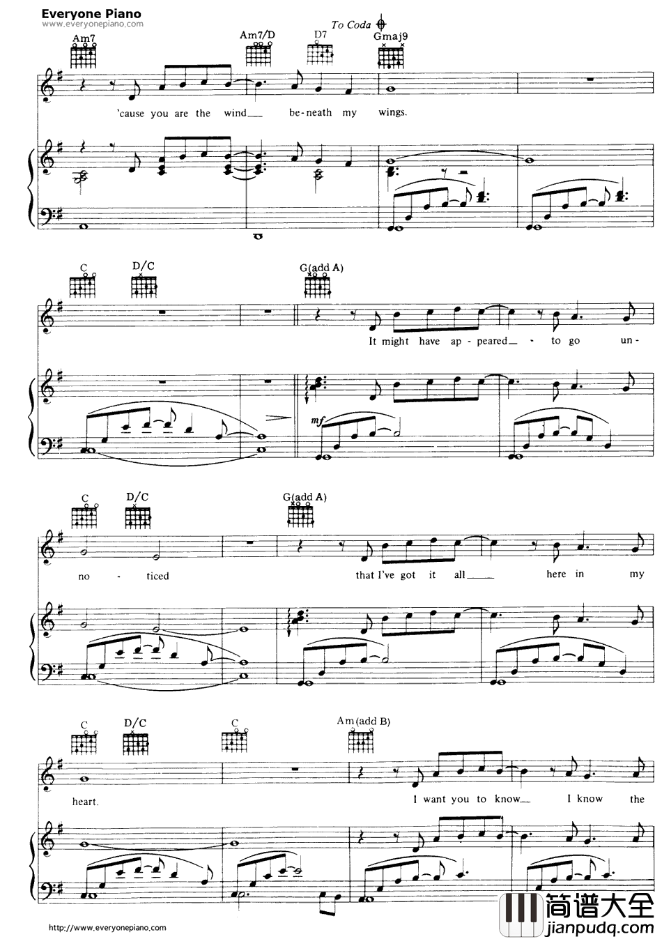 Wind_Beneath_My_Wings钢琴谱_BetteMidler 贝特·米德勒_BeachesOST