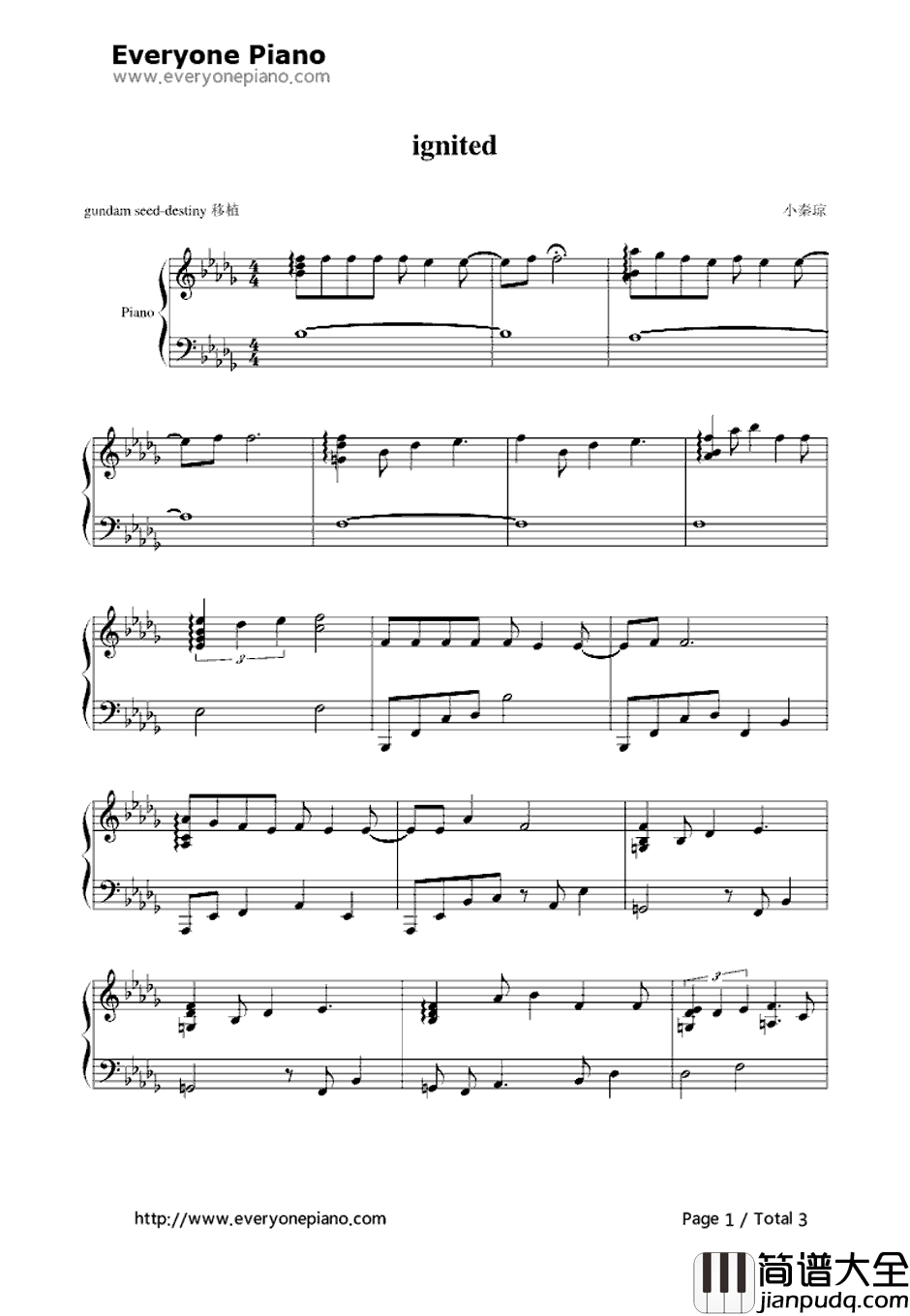 Ignited钢琴谱_T.M.RevolutionT.M.RevolutionT.M.Revolution_机动战士敢达SEEDDESTINYOP1