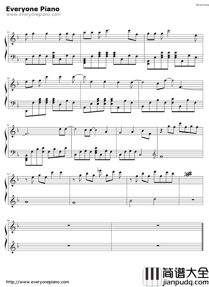 Drenched_春娇与志明_插曲钢琴谱_曲婉婷_Drenched_春娇与志明_插曲