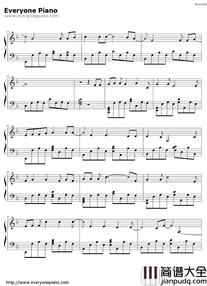 Drenched_春娇与志明_插曲钢琴谱_曲婉婷_Drenched_春娇与志明_插曲