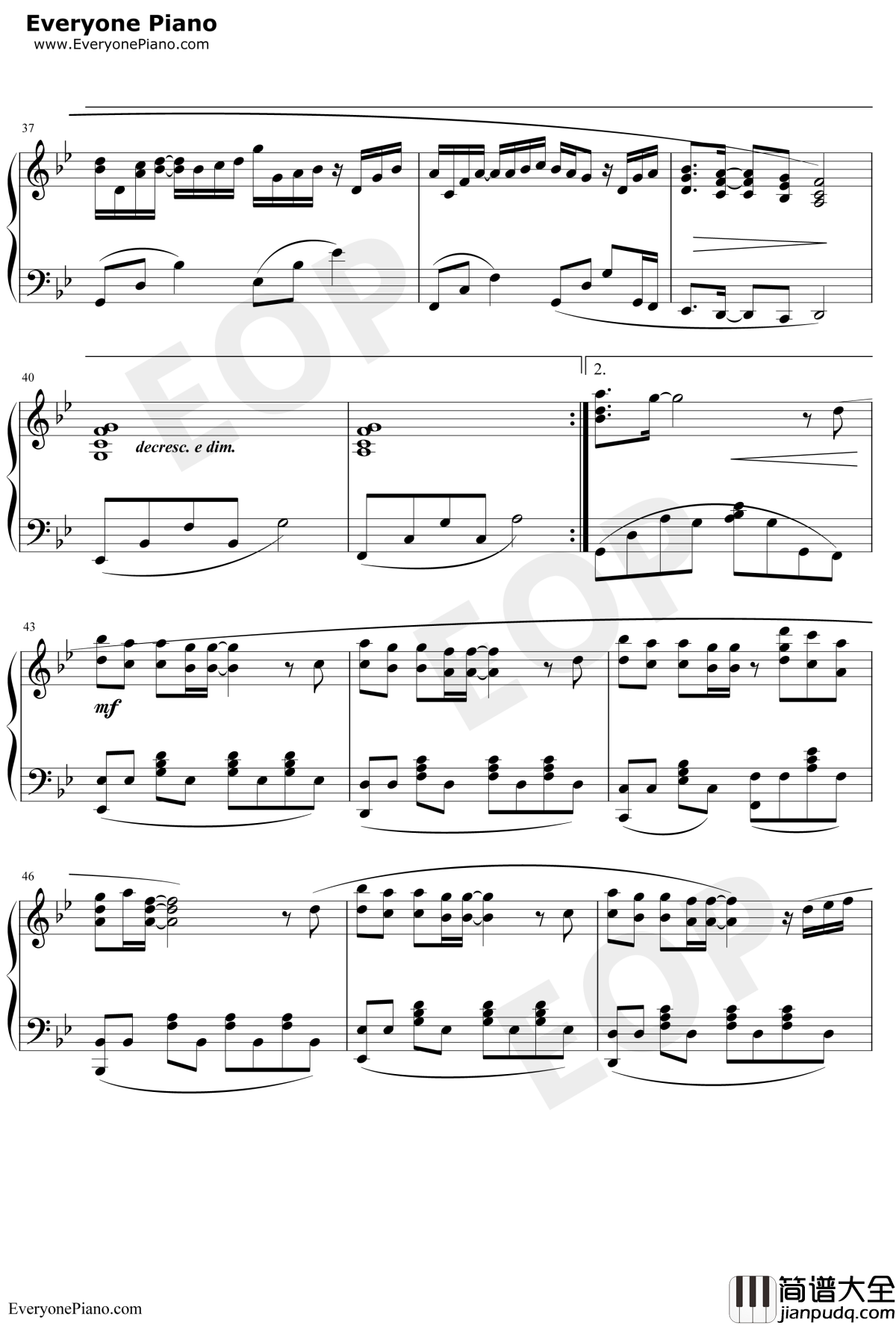 自分への手紙钢琴谱_西村由纪江陈奕迅_伤信