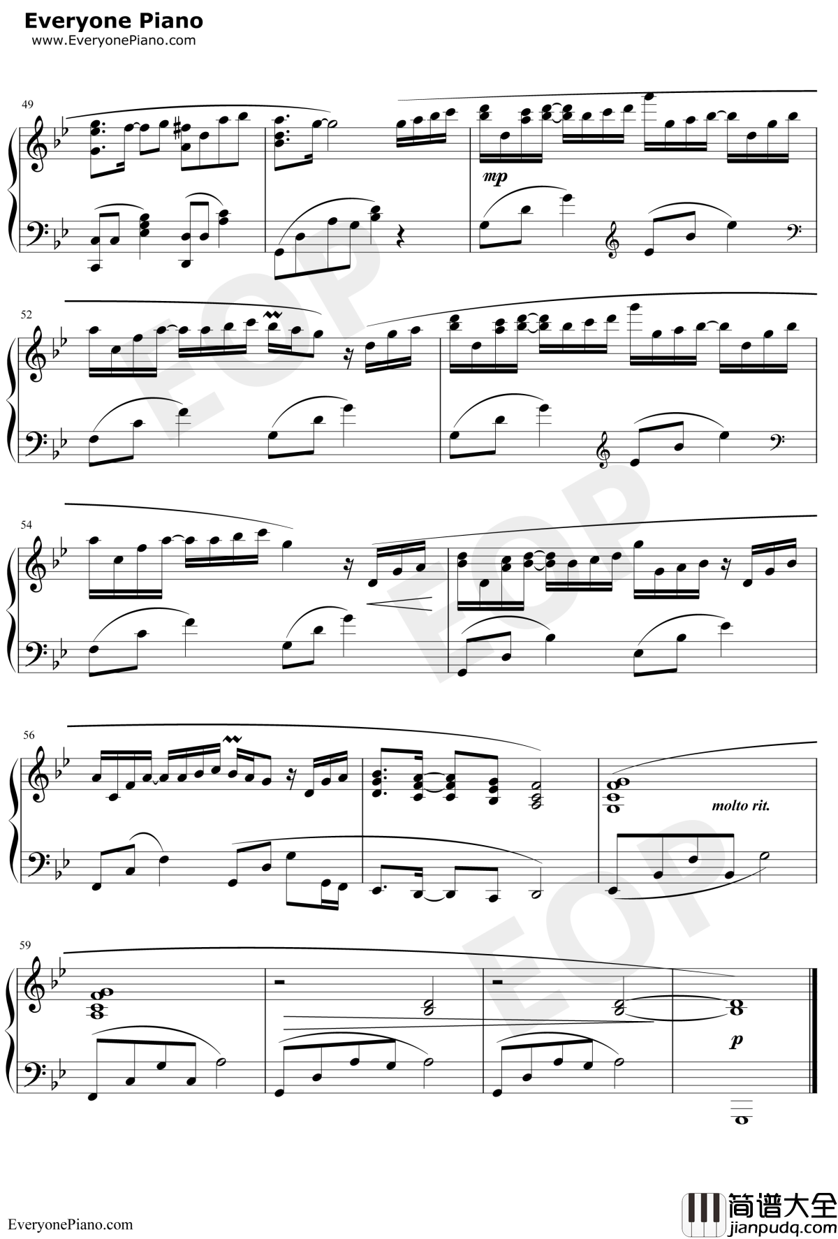 自分への手紙钢琴谱_西村由纪江陈奕迅_伤信