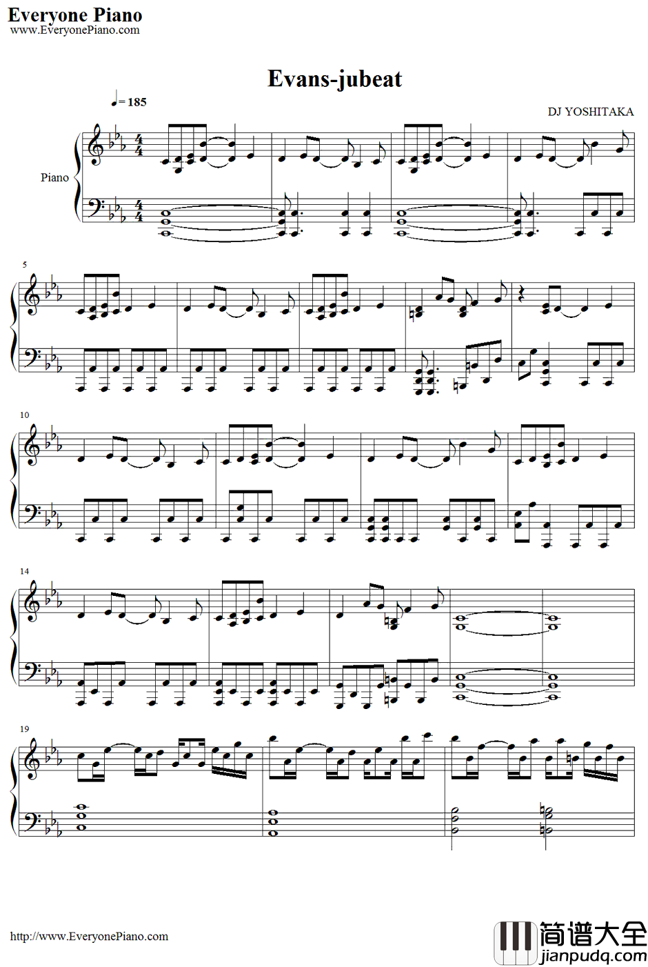 Evans钢琴谱_西村宜隆(DJYOSHITAKA)_乐动魔方OST_JUBEATOST