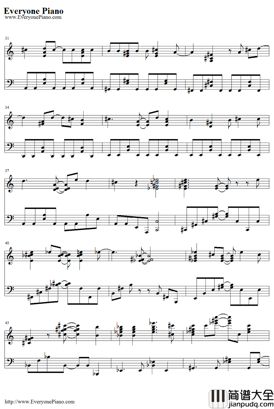 メリッサ钢琴谱_ポルノグラフィティ色情涂鸦_钢之炼金术师OP1