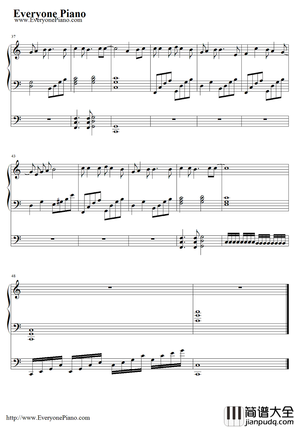 悲しみをやさしさに钢琴谱_littlebylittle_火影忍者OP3