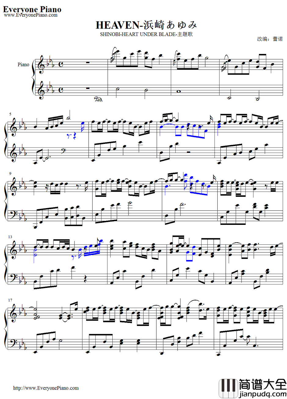 Heaven钢琴谱_滨崎步_忍主题曲