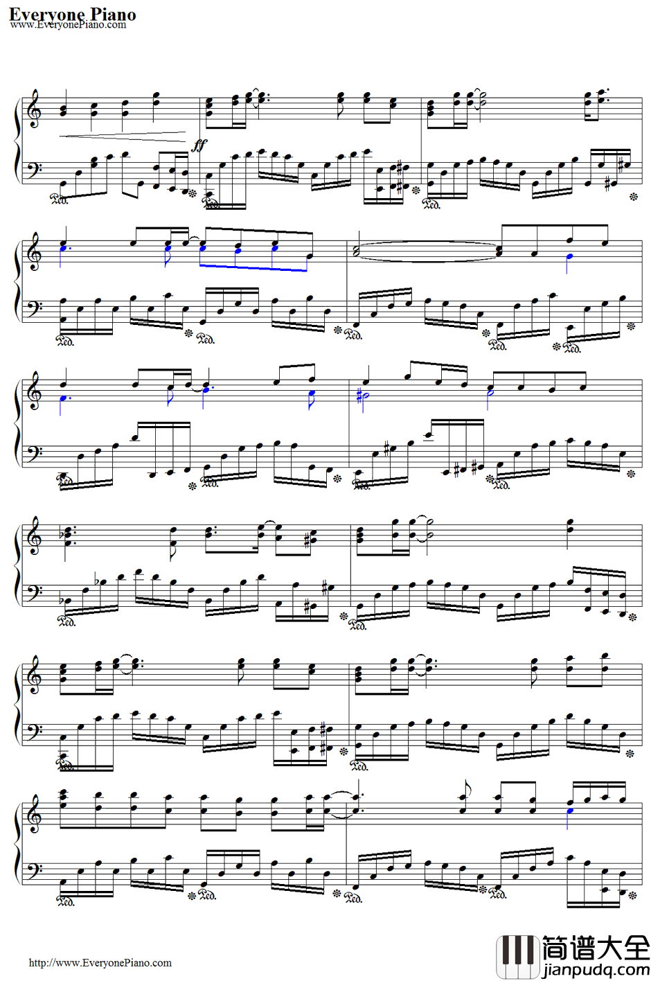 忘れ咲き钢琴谱_GARNETCROW_名侦探柯南ED