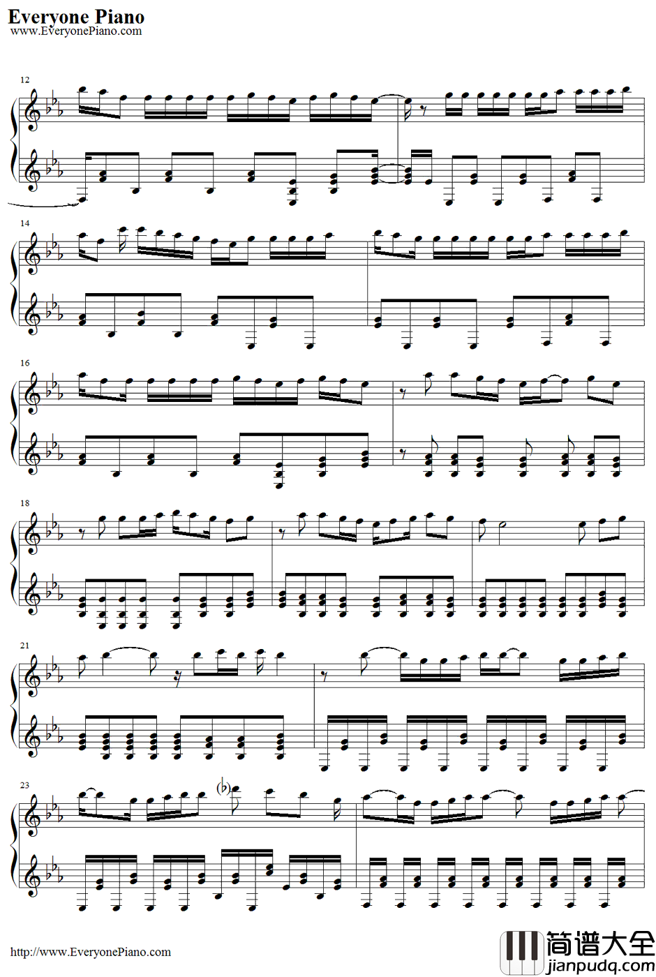 Perfect钢琴谱_麻生夏子_areacomplete!_笨蛋测验召唤兽OP1