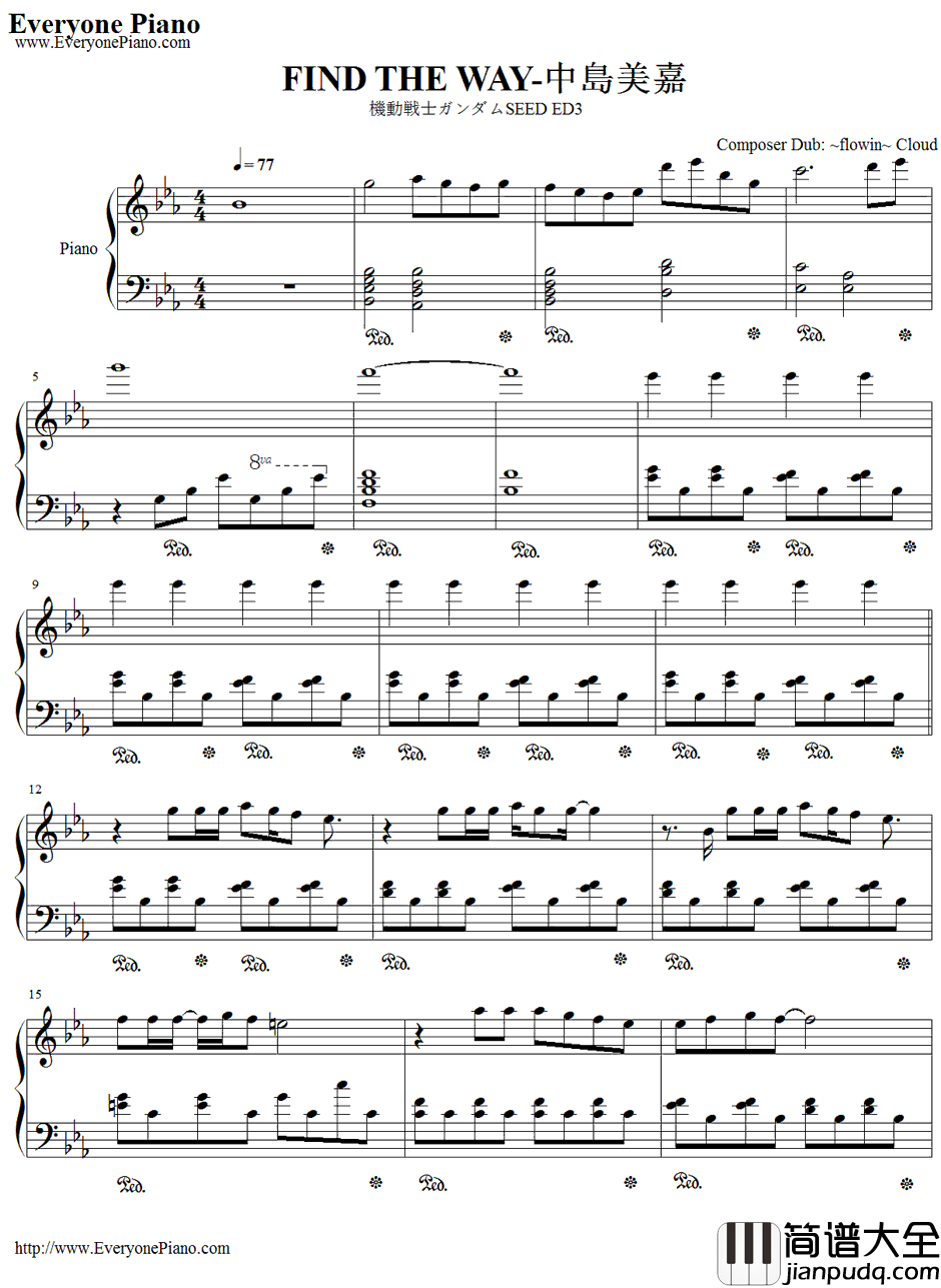FIND_THE_WAY钢琴谱_中岛美嘉_机动战士高达SEEDED3