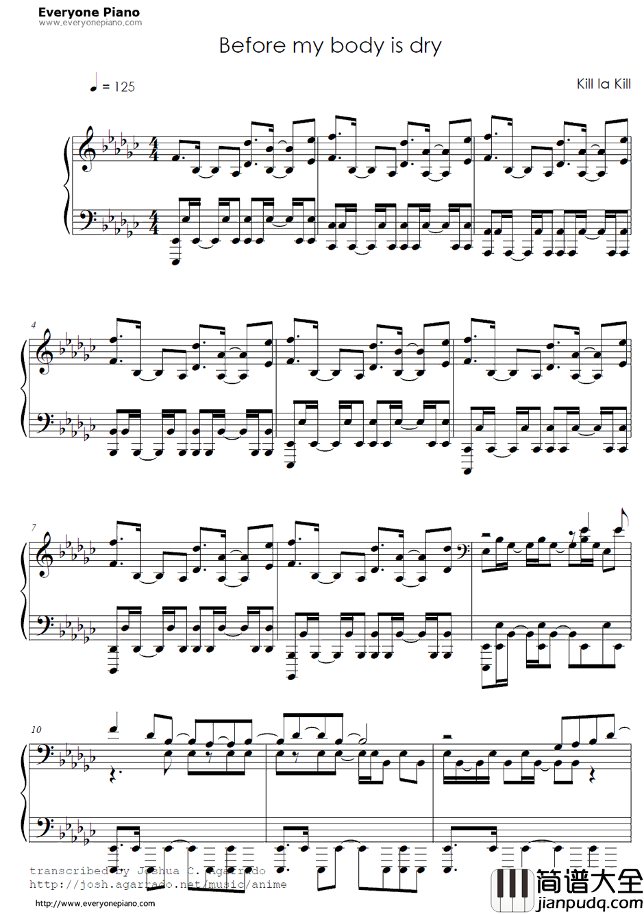 Before_my_body_is_dry钢琴谱_小林未郁_斩服少女OST