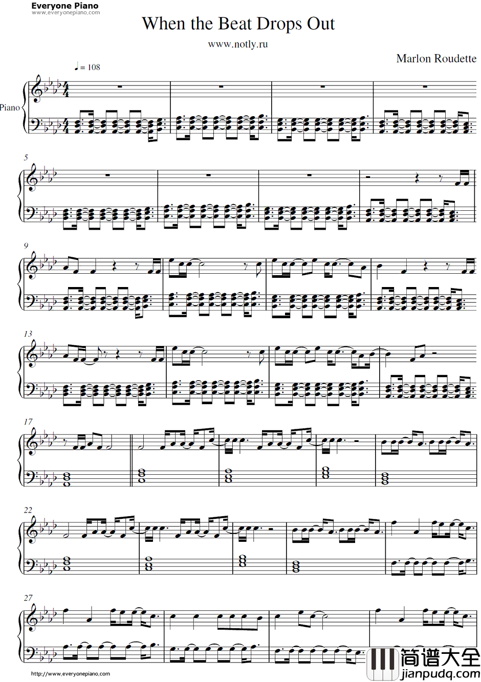 When_the_Beat_Drops_Out钢琴谱_MarlonRoudette