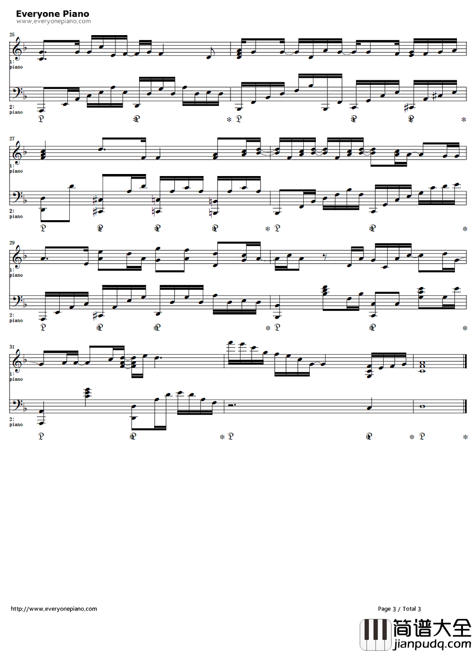 白雪姫钢琴谱_Flower　_我们都是死人主题曲　