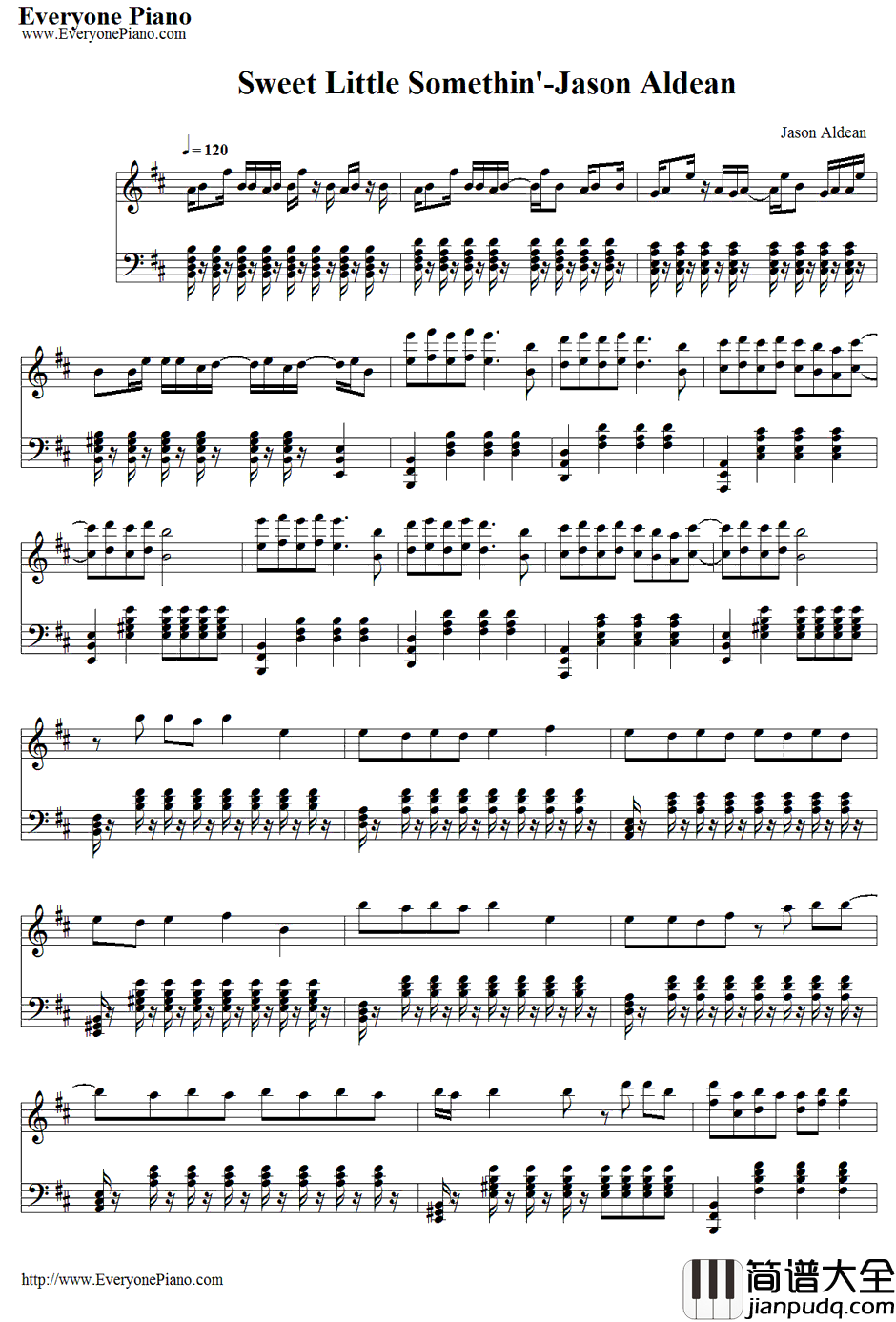 Sweet_Little_Something钢琴谱_JasonAldean