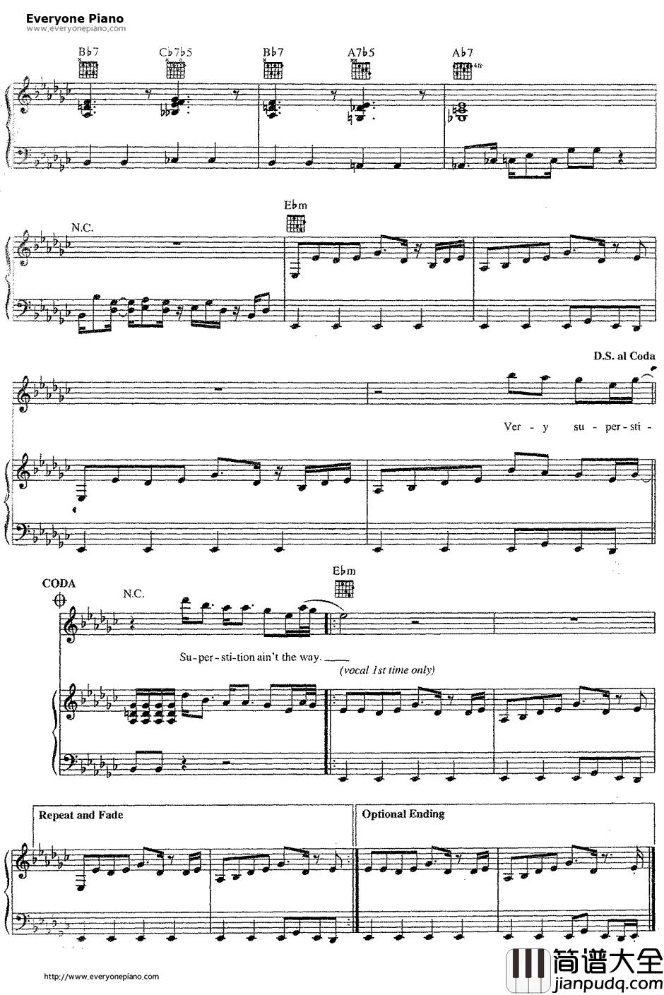 Superstition钢琴谱_StevieWonder