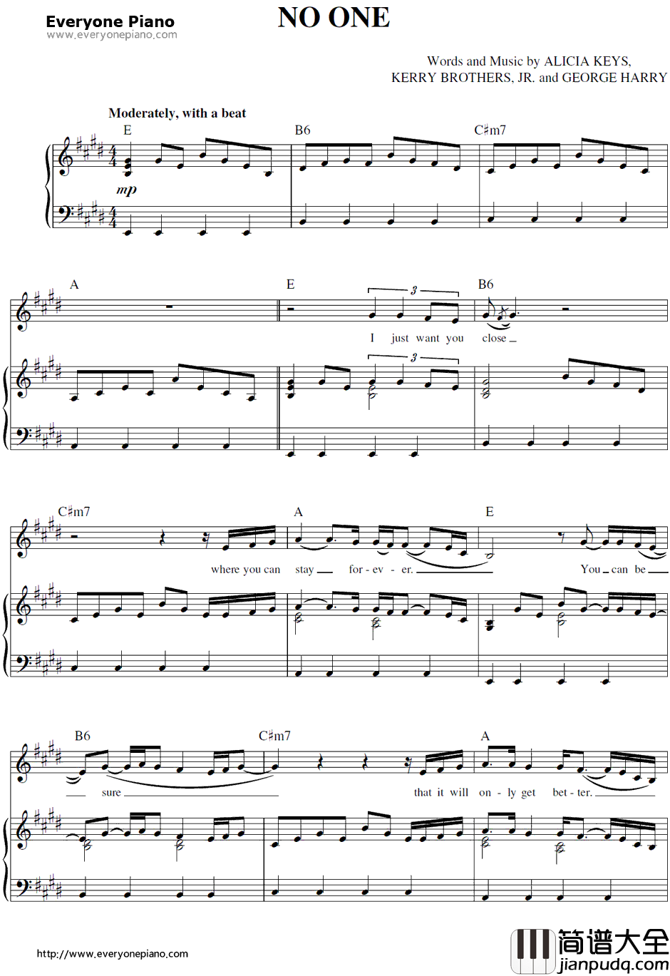 No_One钢琴谱_AliciaKeys