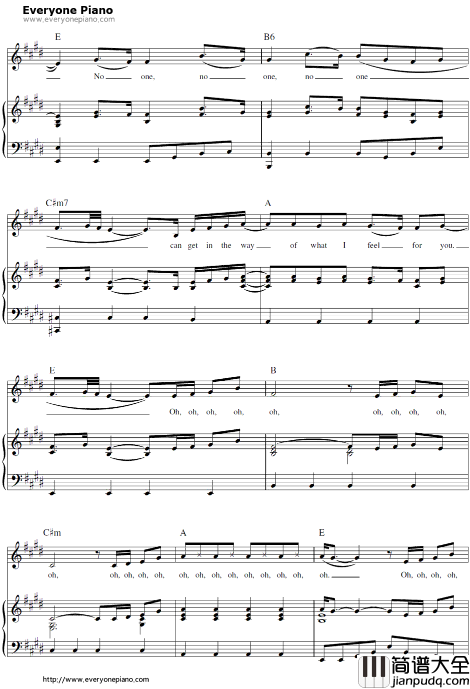 No_One钢琴谱_AliciaKeys