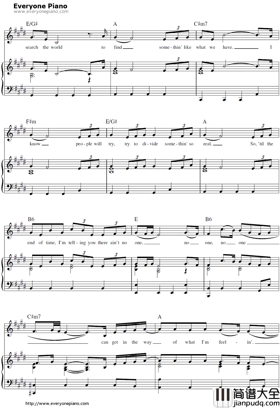 No_One钢琴谱_AliciaKeys