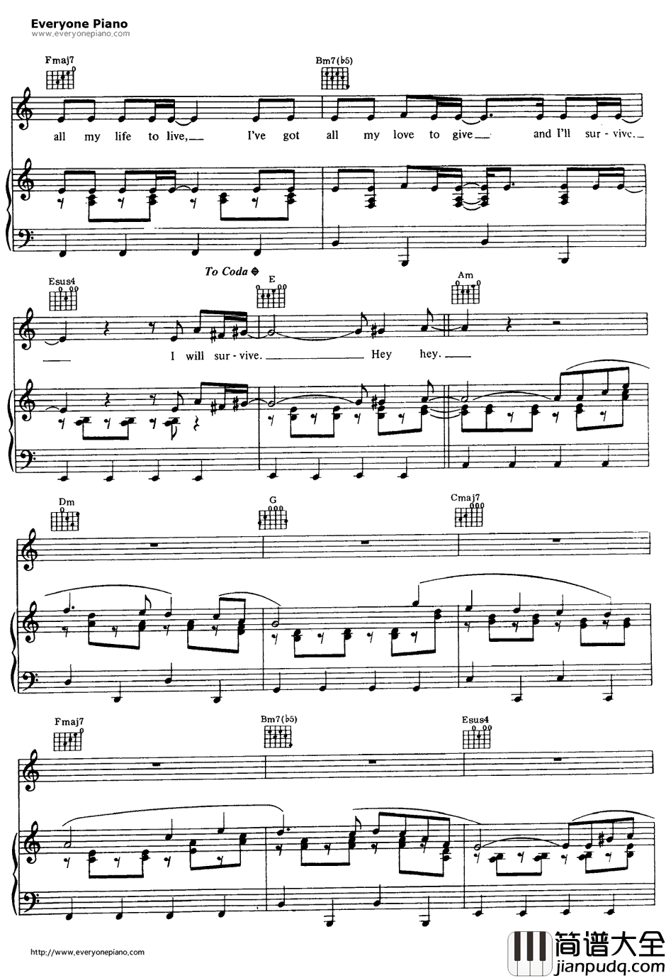 I_Will_Survive钢琴谱_GloriaGaynor