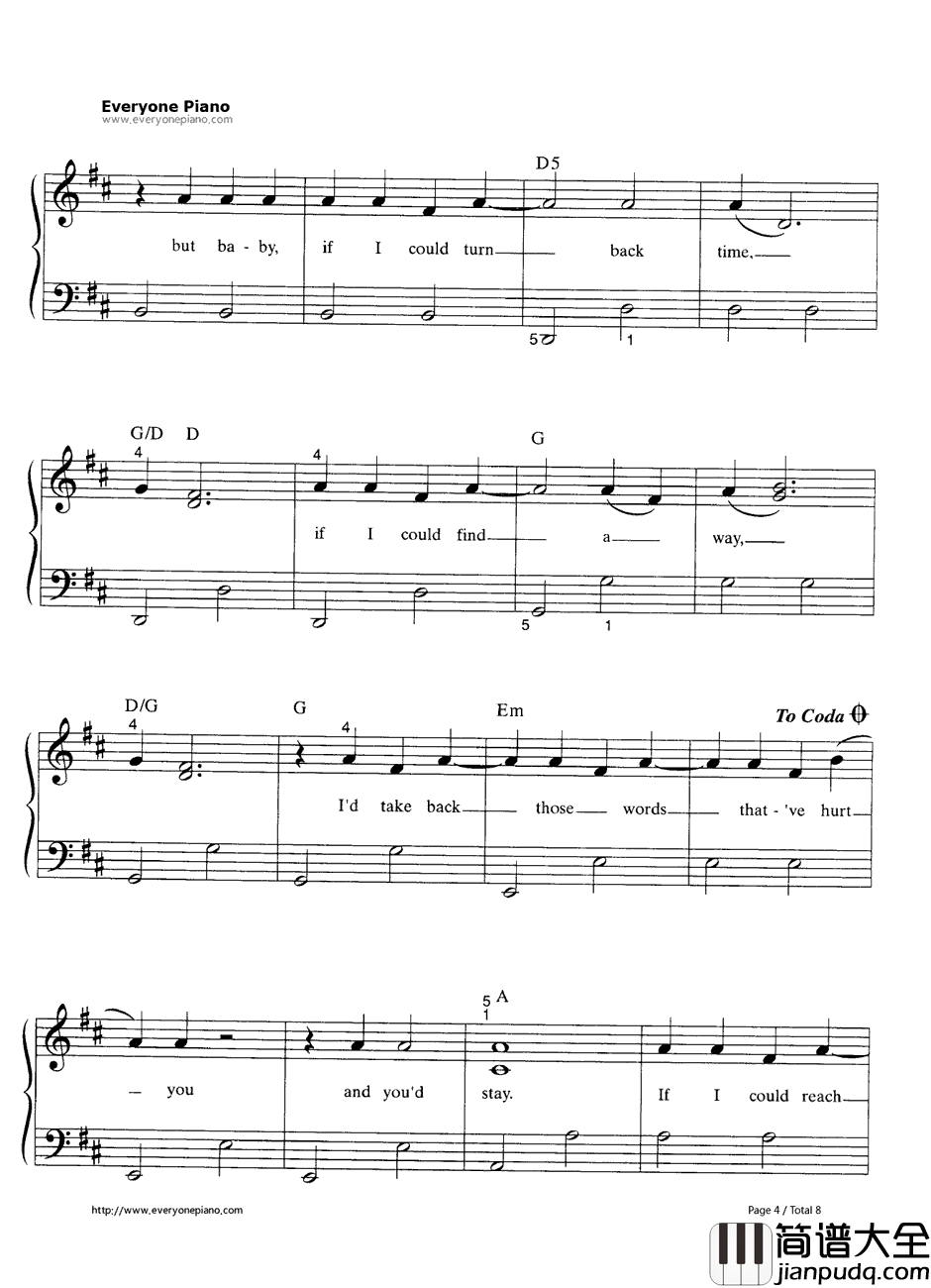 If_I_Could_Turn_Back_Time钢琴谱_Cher