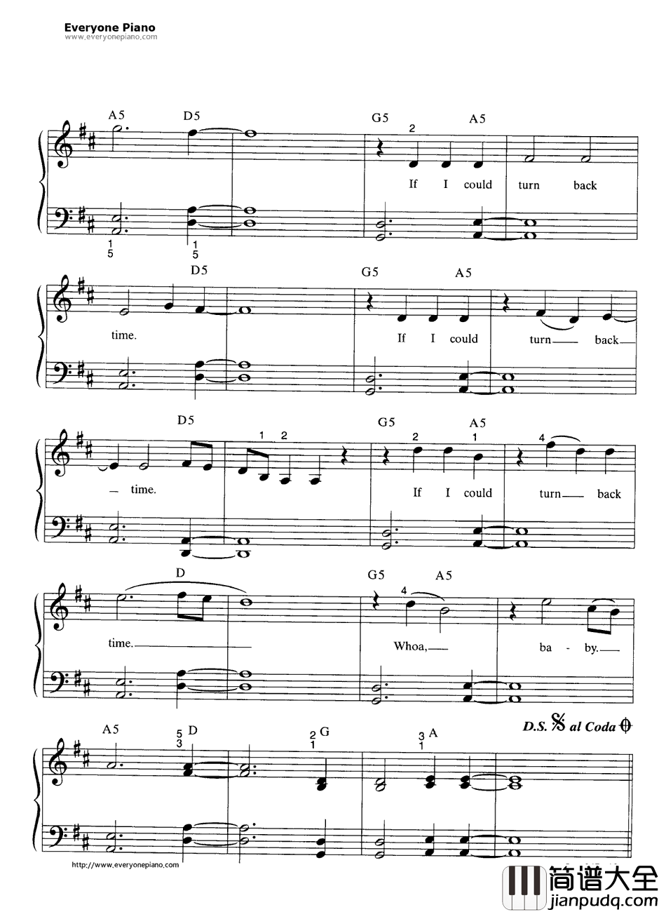 If_I_Could_Turn_Back_Time钢琴谱_Cher