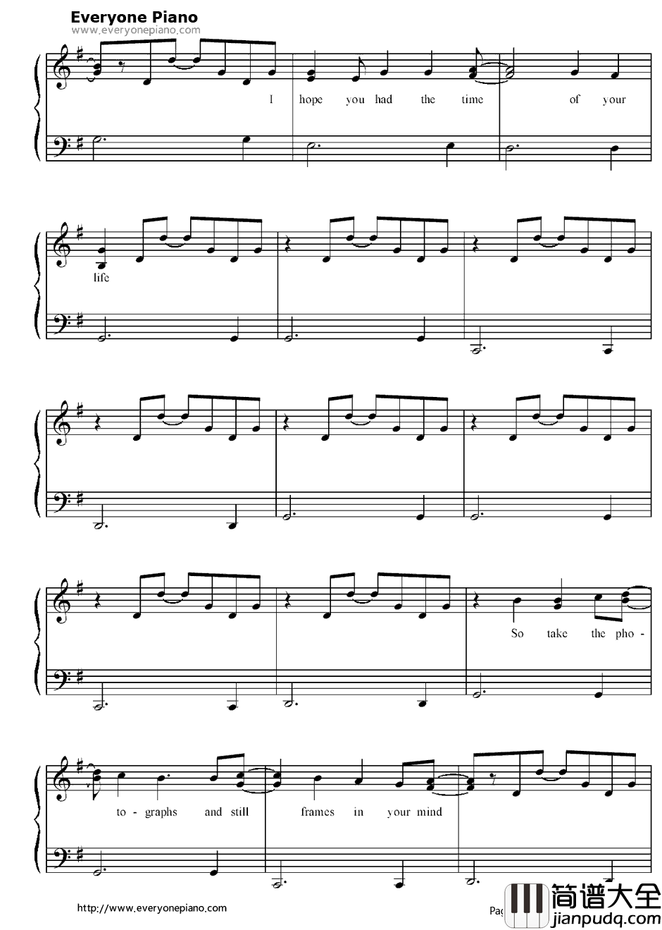 Good_Riddance(Time_of_Your_Life)钢琴谱_Green_Day绿日乐队