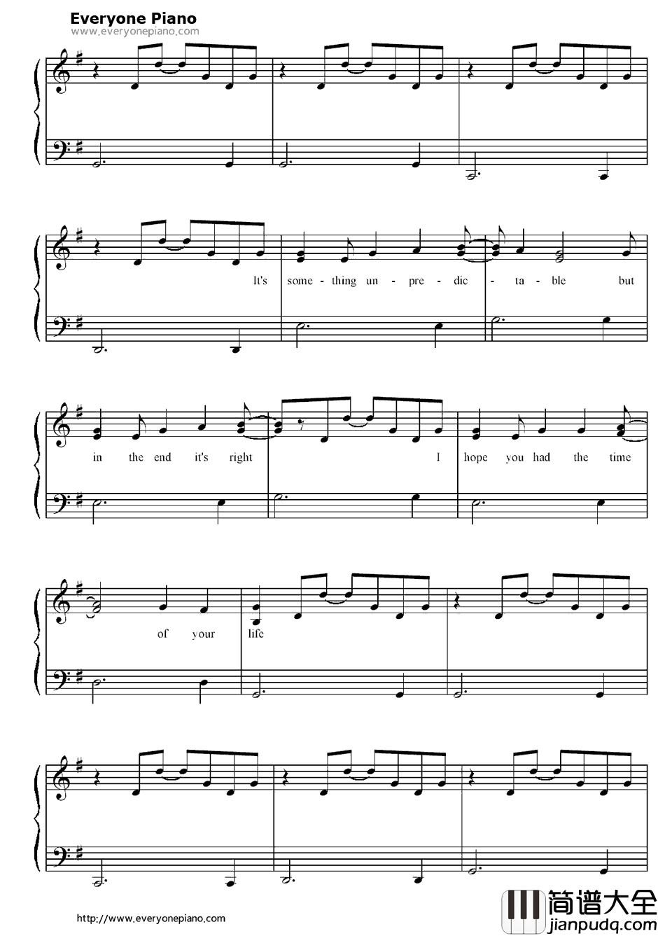 Good_Riddance(Time_of_Your_Life)钢琴谱_Green_Day绿日乐队