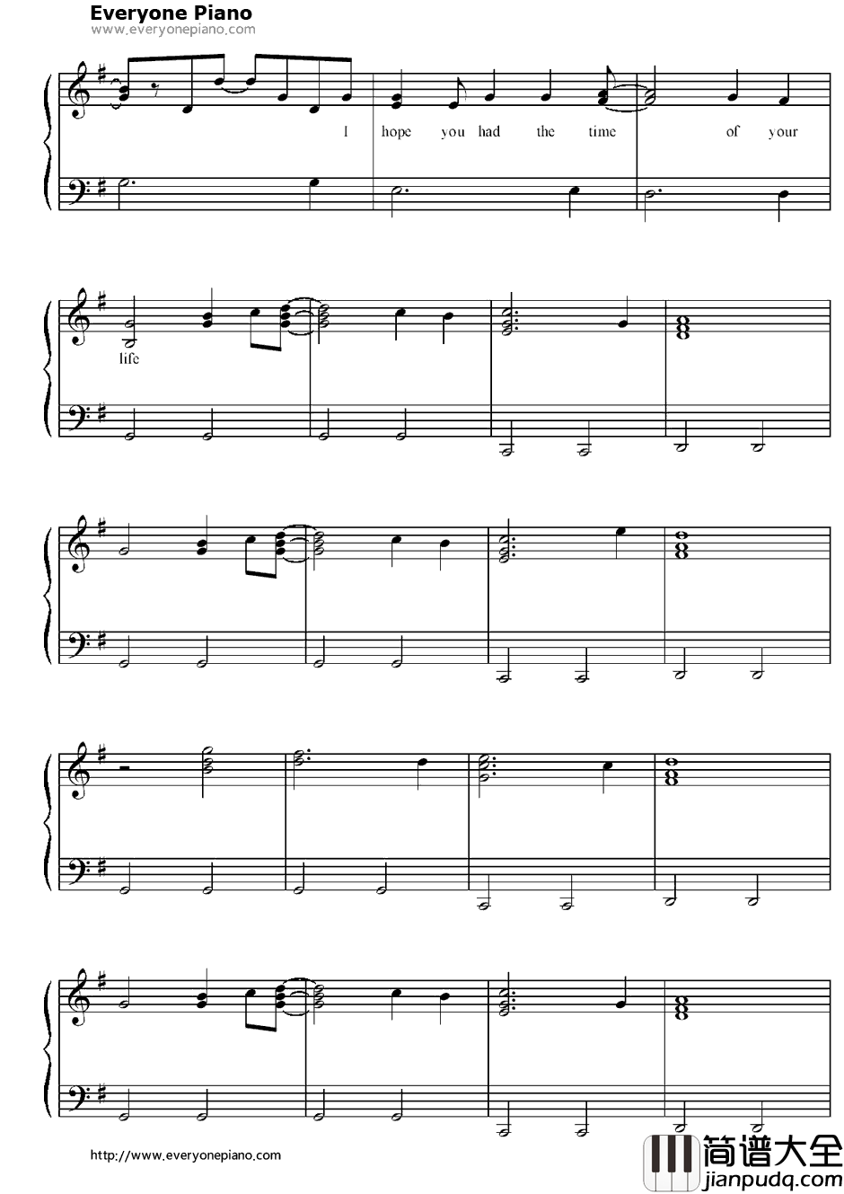 Good_Riddance(Time_of_Your_Life)钢琴谱_Green_Day绿日乐队