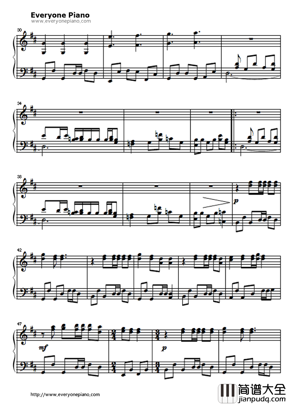 One钢琴谱_Metallica