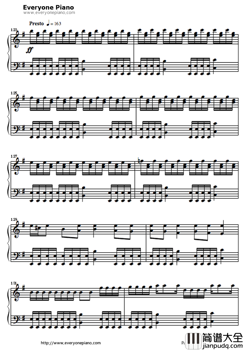 One钢琴谱_Metallica