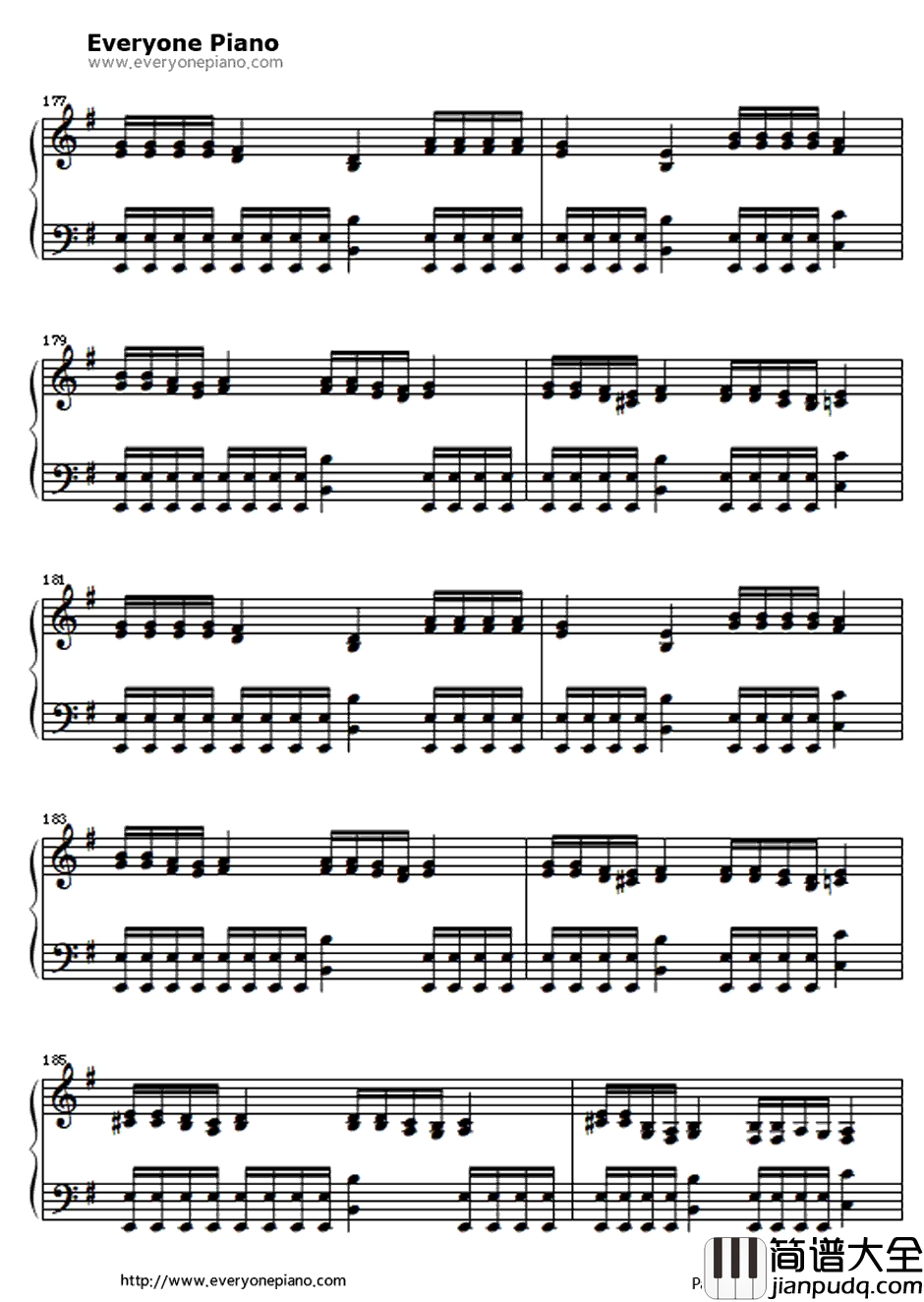 One钢琴谱_Metallica