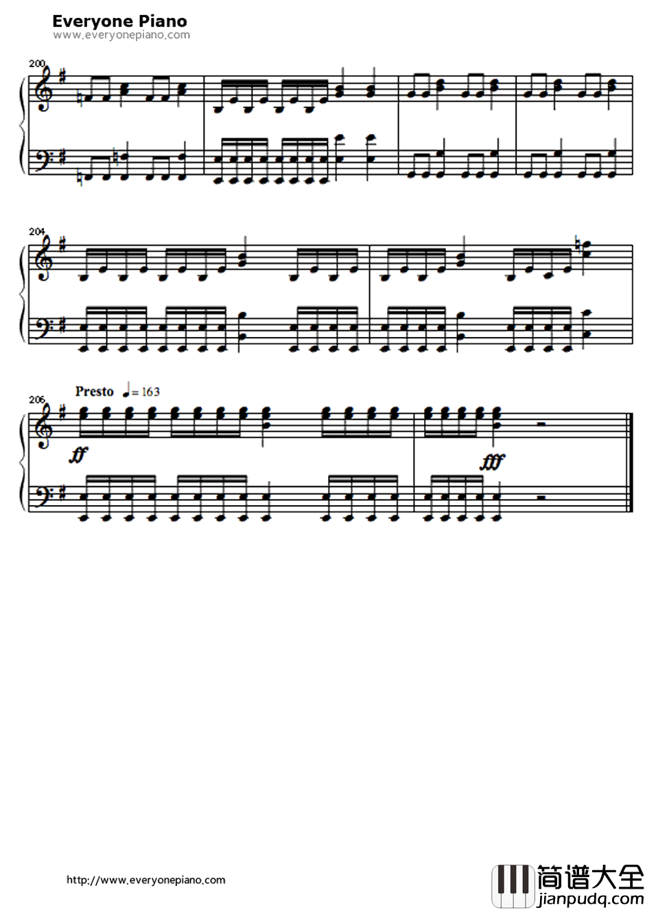 One钢琴谱_Metallica