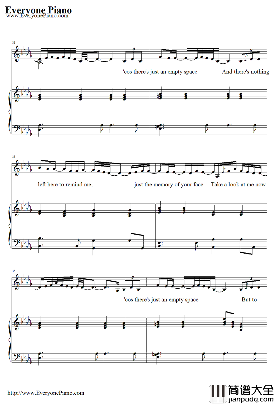 Against_All_Odds钢琴谱_PhilCollins_似是故人来主题曲