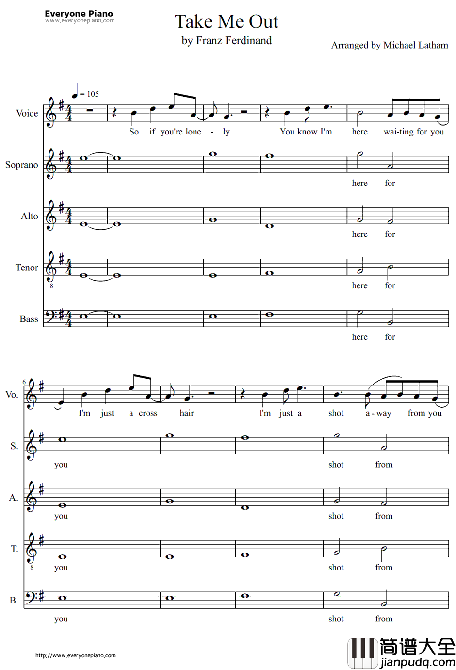 Take_Me_Out钢琴谱_FranzFerdinand