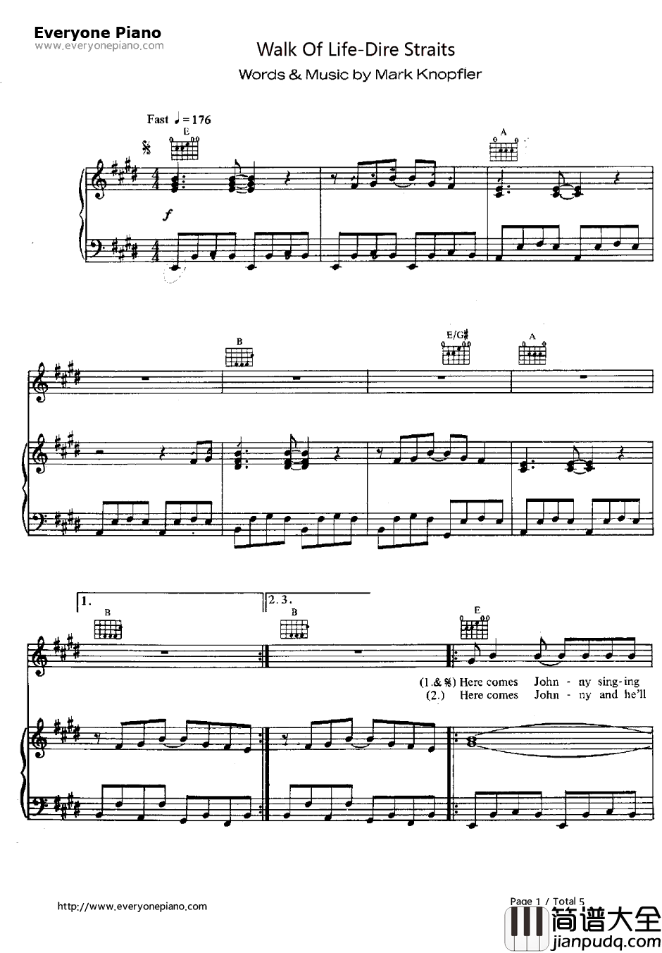 Walk_of_Life钢琴谱_DireStraits