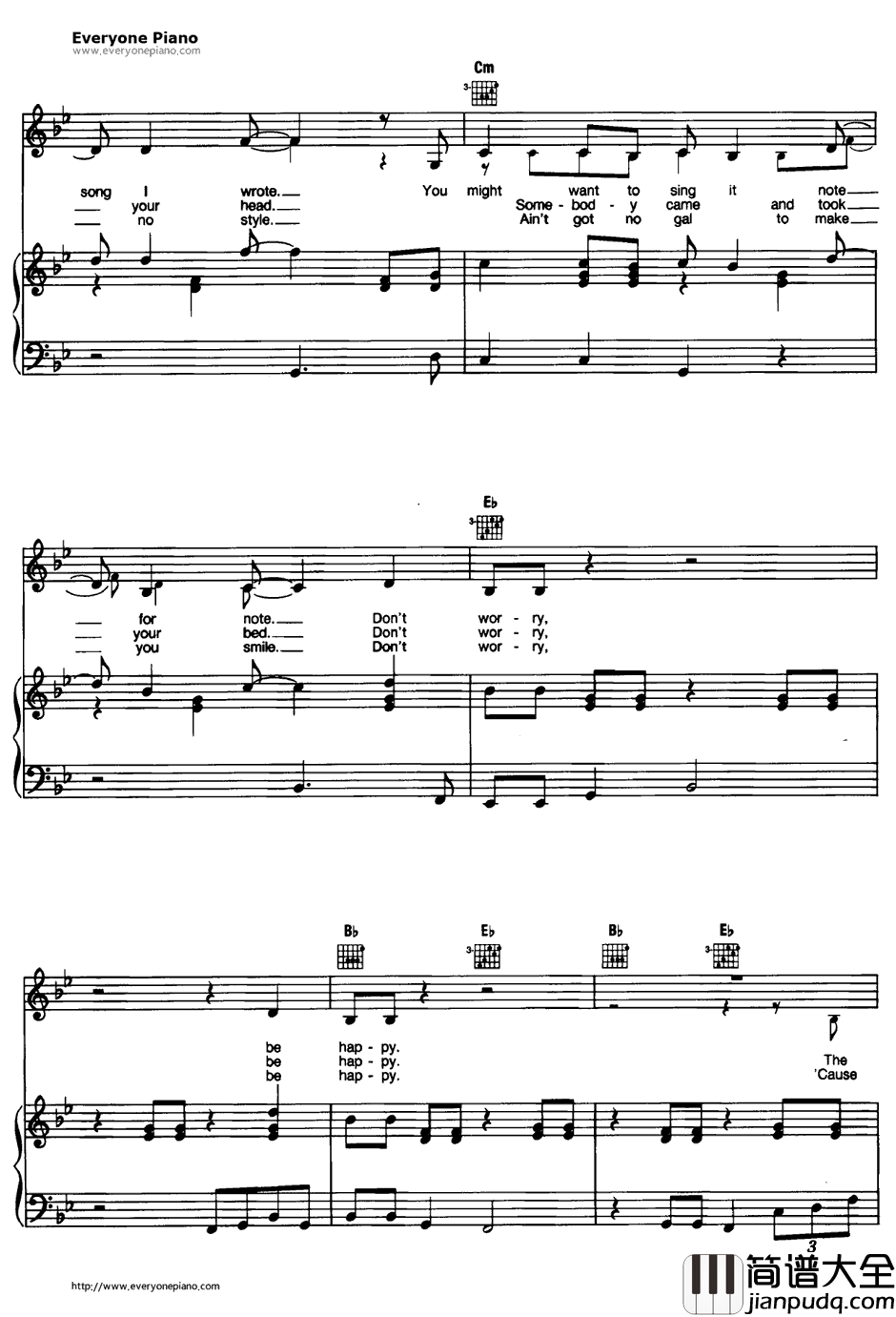 Don't_Worry_Be_Happy钢琴谱_BobbyMcFerrin