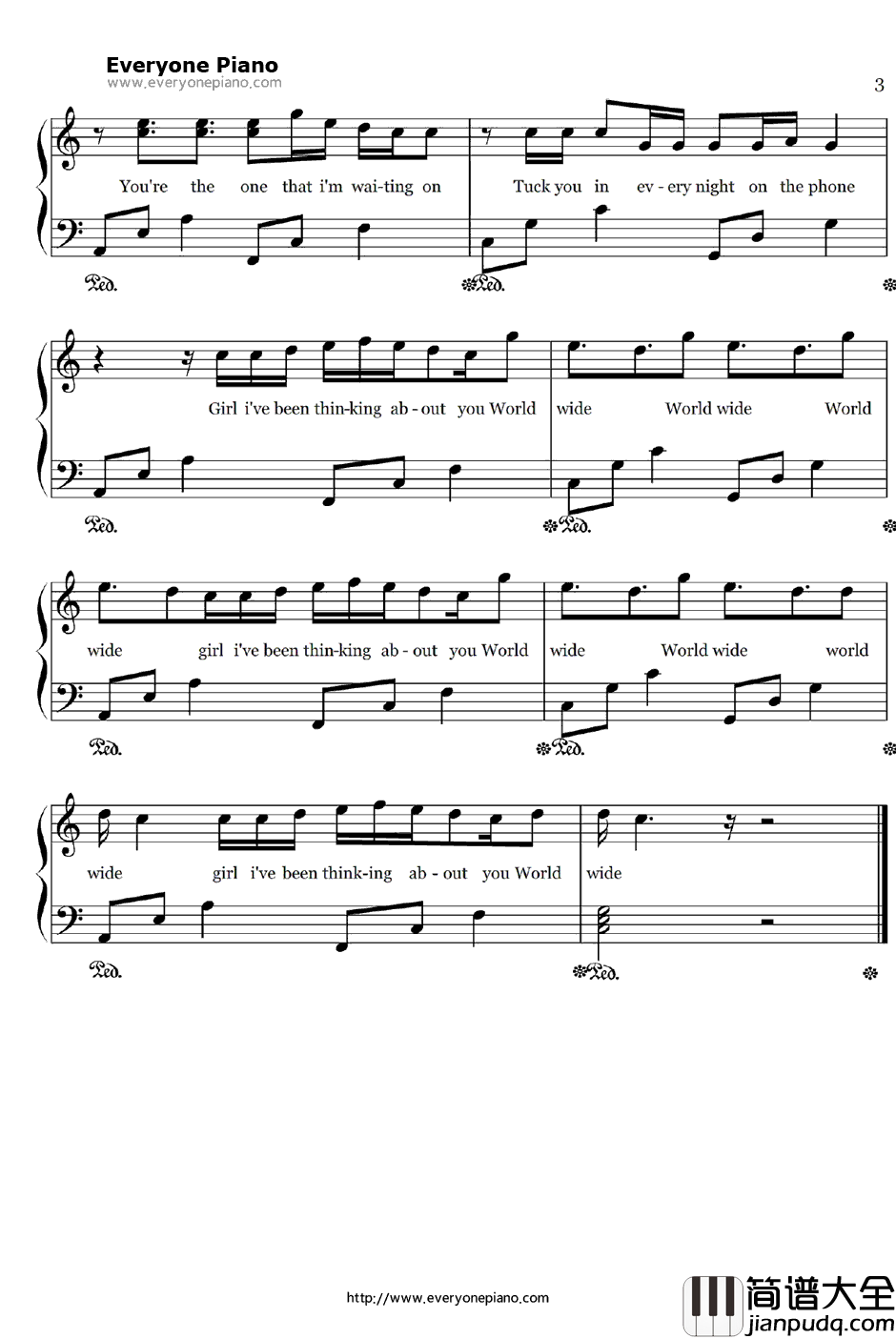 World_wide钢琴谱_BigTimeRush