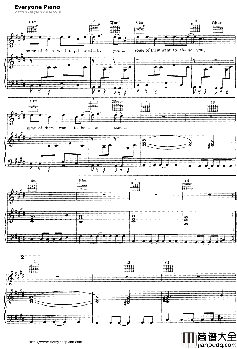 Sweet_Dreams_(Are_Made_of_This)钢琴谱_Eurythmics