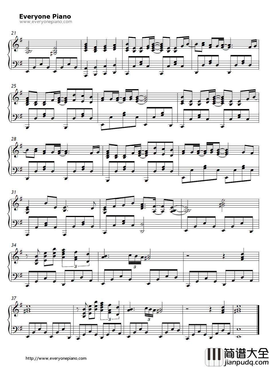 扉の向こうへ钢琴谱_YeLLOWGeneration_钢之炼金术师ED2