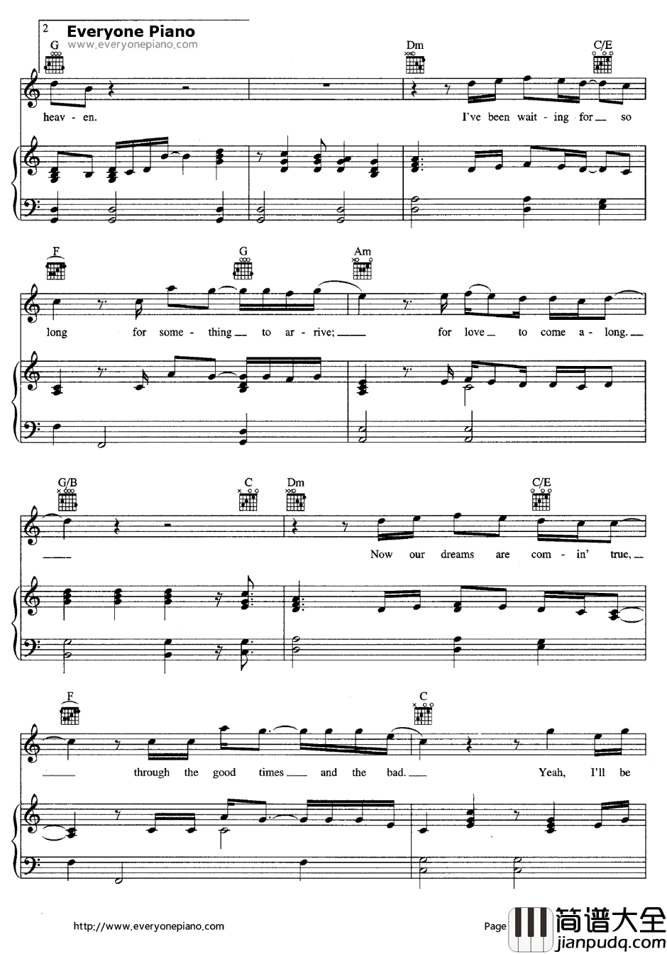 Heaven钢琴谱_BryanAdams