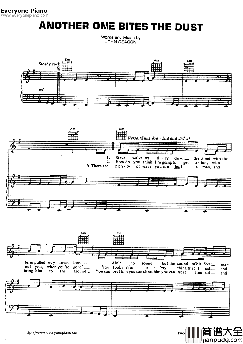 Another_One_Bites_the_Dust钢琴谱_Queen