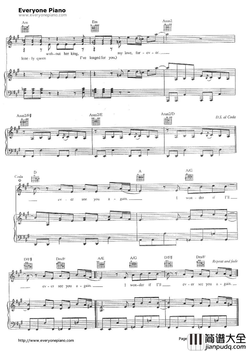 Again钢琴谱_LennyKravitz