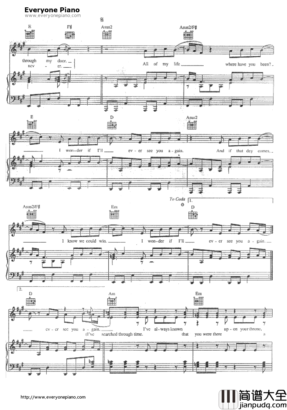 Again钢琴谱_LennyKravitz