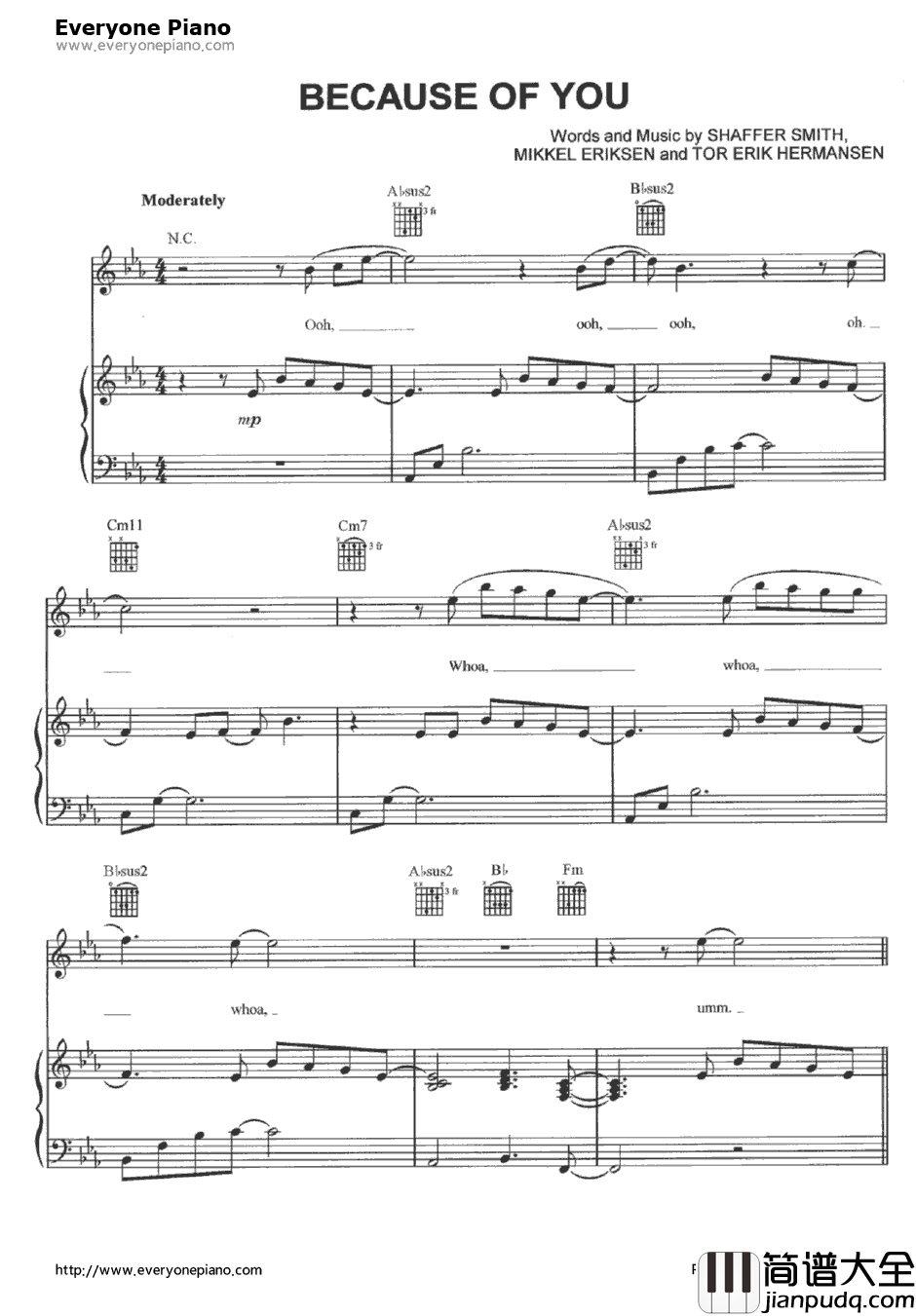 Because_of_You钢琴谱_Ne_Yo