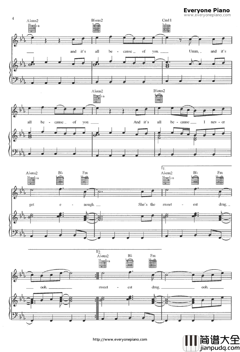 Because_of_You钢琴谱_Ne_Yo