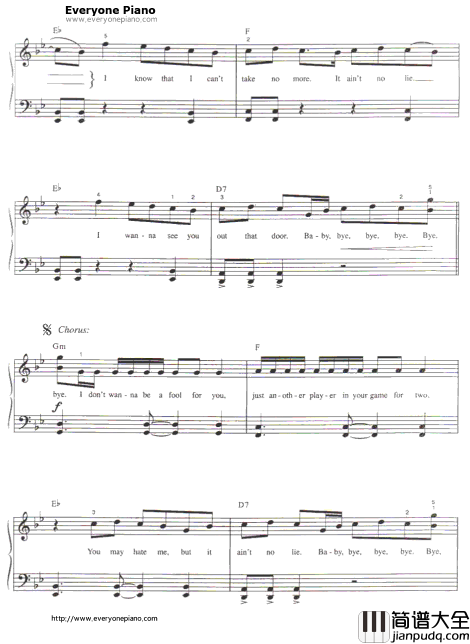 Bye_Bye_Bye钢琴谱_'NSync