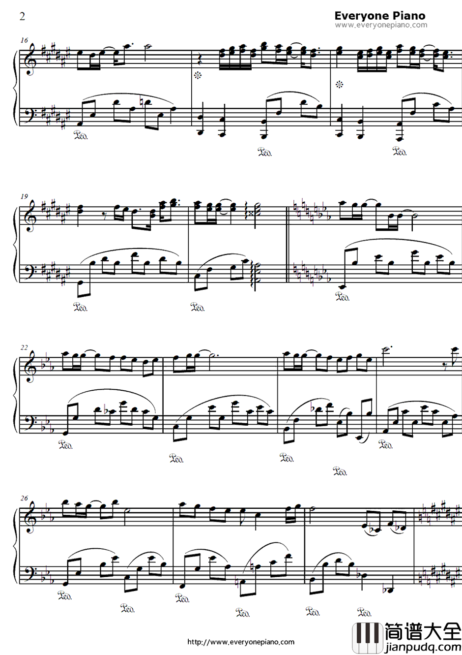 幸せ願う彼方から钢琴谱_泉かなた(岛本须美)_幸运☆星角色歌