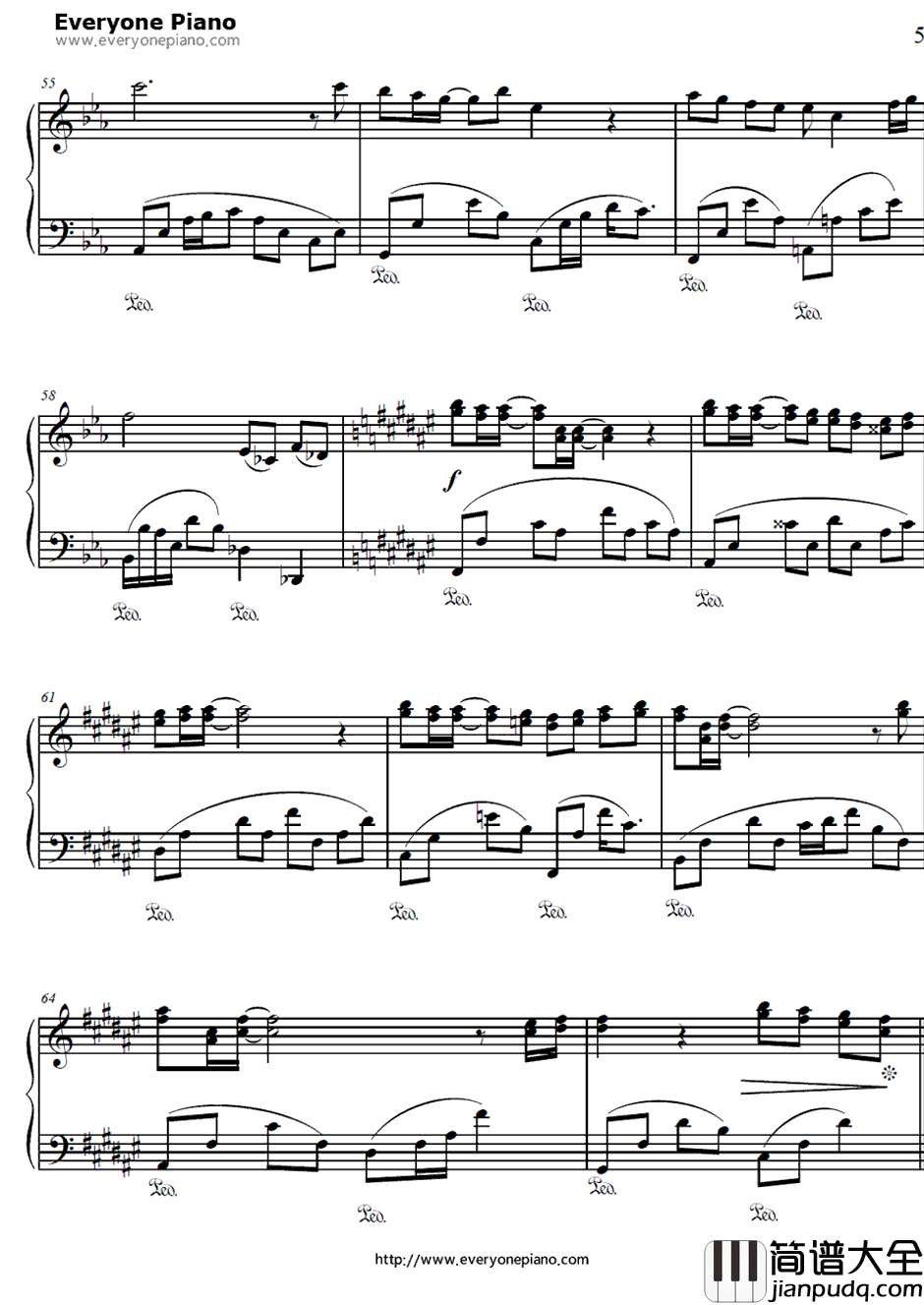 幸せ願う彼方から钢琴谱_泉かなた(岛本须美)_幸运☆星角色歌